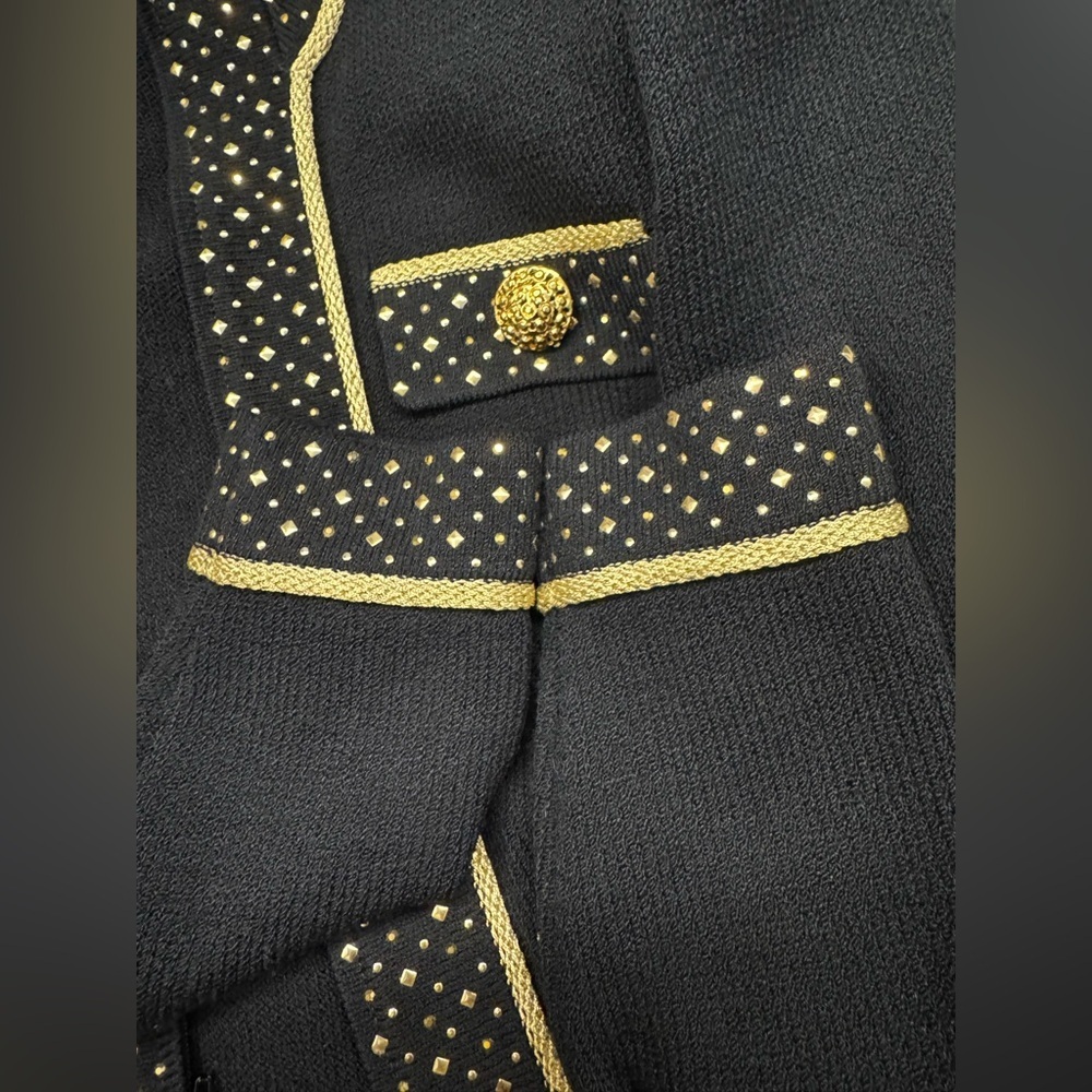 St John Evening Pants Suit Black Studded With Gold Bottons Top P Pants 2 - Picture 13 of 17